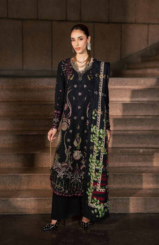 Maya by Nureh Embroidered Linen Unstitched 3 Piece Suit - NW-128 - NL26MYA - Black - Winter Collection