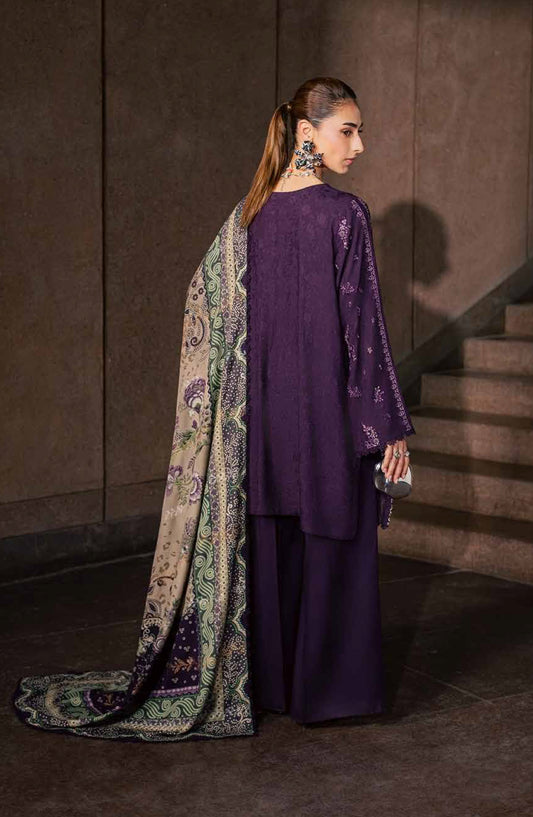 Maya by Nureh Embroidered Linen Unstitched 3 Piece Suit - NW-127 - NL26MYA - Purple - Winter Collection