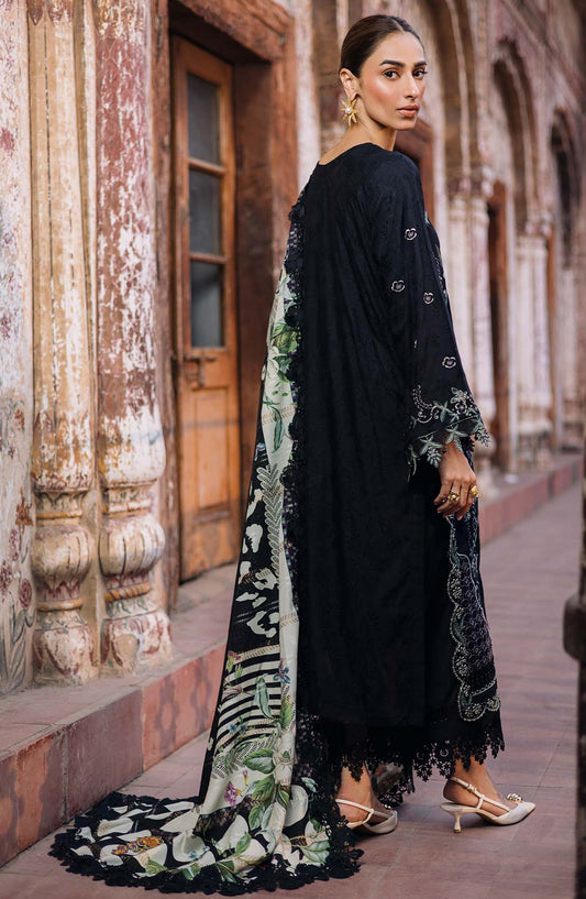 Maya by Nureh Embroidered Self Linen Jacquard Unstitched 3 Piece Suit - NW-107 - NU25MYA - Black - Winter Collection