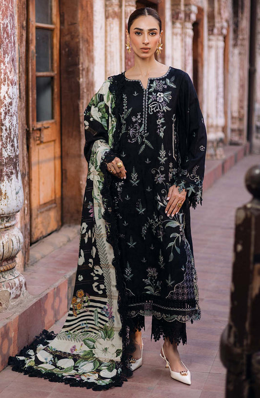 Maya by Nureh Embroidered Self Linen Jacquard Unstitched 3 Piece Suit - NW-107 - NU25MYA - Black - Winter Collection
