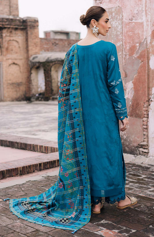 Maya by Nureh Embroidered Self Linen Jacquard Unstitched 3 Piece Suit - NW-106 - NU25MYA - Blue - Winter Collection