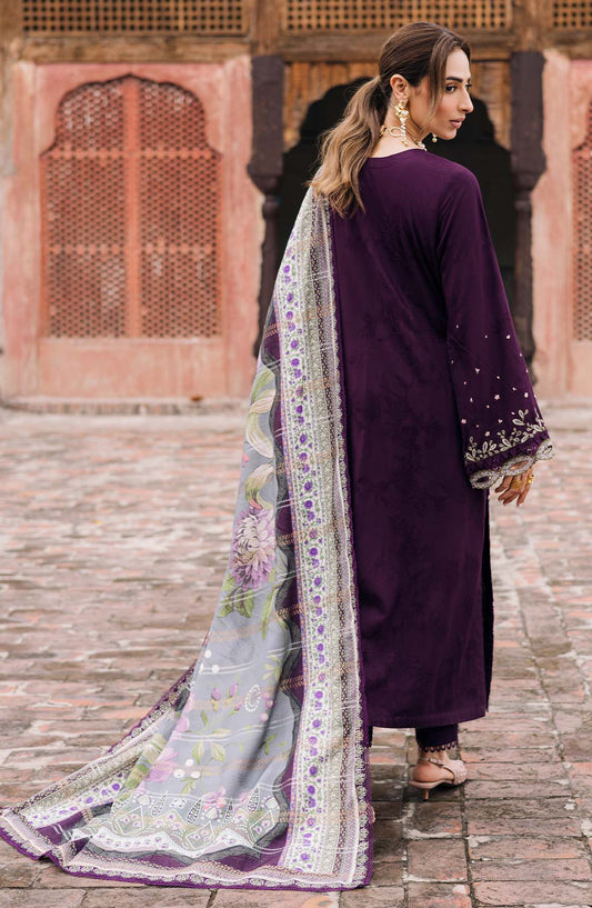 Maya by Nureh Embroidered Self Linen Jacquard Unstitched 3 Piece Suit - NW-104 - NU25MYA - Purple - Winter Collection