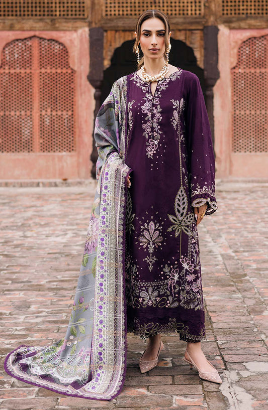 Maya by Nureh Embroidered Self Linen Jacquard Unstitched 3 Piece Suit - NW-104 - NU25MYA - Purple - Winter Collection
