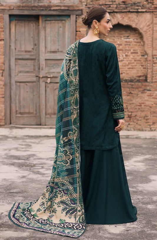Maya by Nureh Embroidered Self Linen Jacquard Unstitched 3 Piece Suit - NW-103 - NU25MYA - Green - Winter Collection