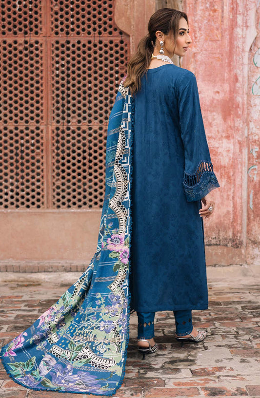 Maya by Nureh Embroidered Self Linen Jacquard Unstitched 3 Piece Suit - NW-102 - NU25MYA - Blue - Winter Collection