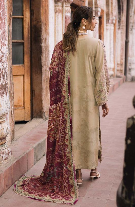 Maya by Nureh Embroidered Self Linen Jacquard Unstitched 3 Piece Suit - NW-101 - NU25MYA - Beige - Winter Collection