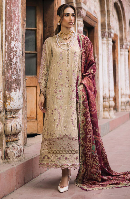 Maya by Nureh Embroidered Self Linen Jacquard Unstitched 3 Piece Suit - NW-101 - NU25MYA - Beige - Winter Collection