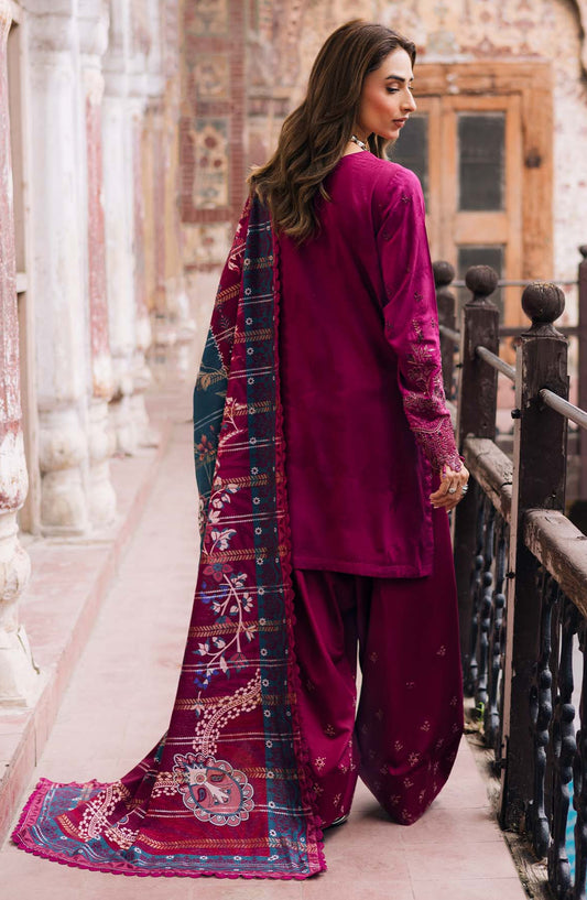 Maya by Nureh Embroidered Self Linen Jacquard Unstitched 3 Piece Suit - NW-100 - NU25MYA - Pink - Winter Collection