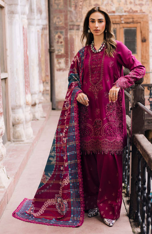 Maya by Nureh Embroidered Self Linen Jacquard Unstitched 3 Piece Suit - NW-100 - NU25MYA - Pink - Winter Collection