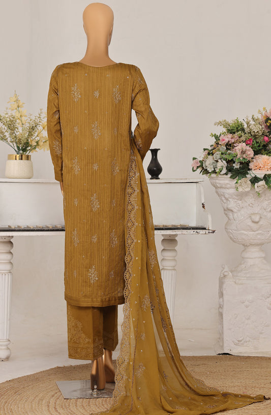 Mayaar by HZ Textile Embroidered Lawn Unstitched 3 Piece Suit - D-11 - HZ26MAYR - Mustard - Summer Collection