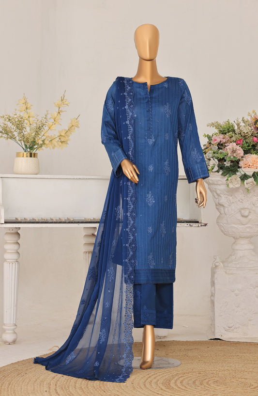 Mayaar by HZ Textile Embroidered Lawn Unstitched 3 Piece Suit - D-09 - HZ26MAYR - Blue - Summer Collection