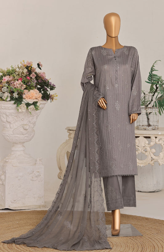 Mayaar by HZ Textile Embroidered Lawn Unstitched 3 Piece Suit - D-08 - HZ26MAYR - Grey - Summer Collection