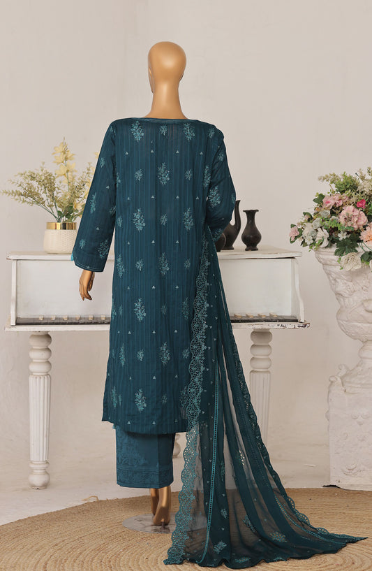Mayaar by HZ Textile Embroidered Lawn Unstitched 3 Piece Suit - D-04 - HZ26MAYR - Teal - Summer Collection