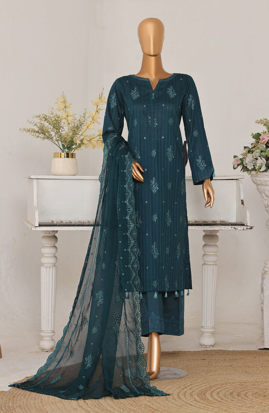 Mayaar by HZ Textile Embroidered Lawn Unstitched 3 Piece Suit - D-04 - HZ26MAYR - Teal - Summer Collection