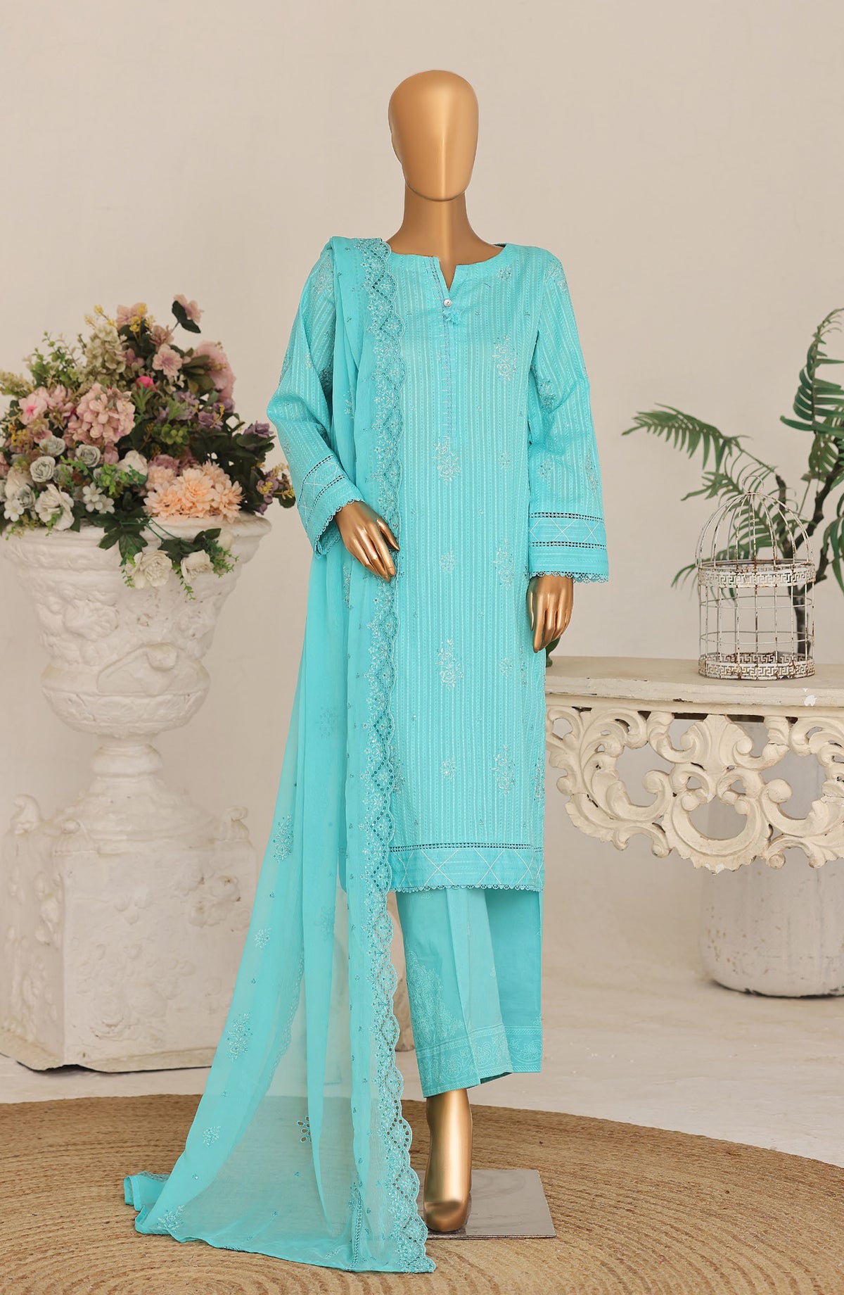 Mayaar by HZ Textile Embroidered Lawn Unstitched 3 Piece Suit - D-03 - HZ26MAYR - Ferozi - Summer Collection