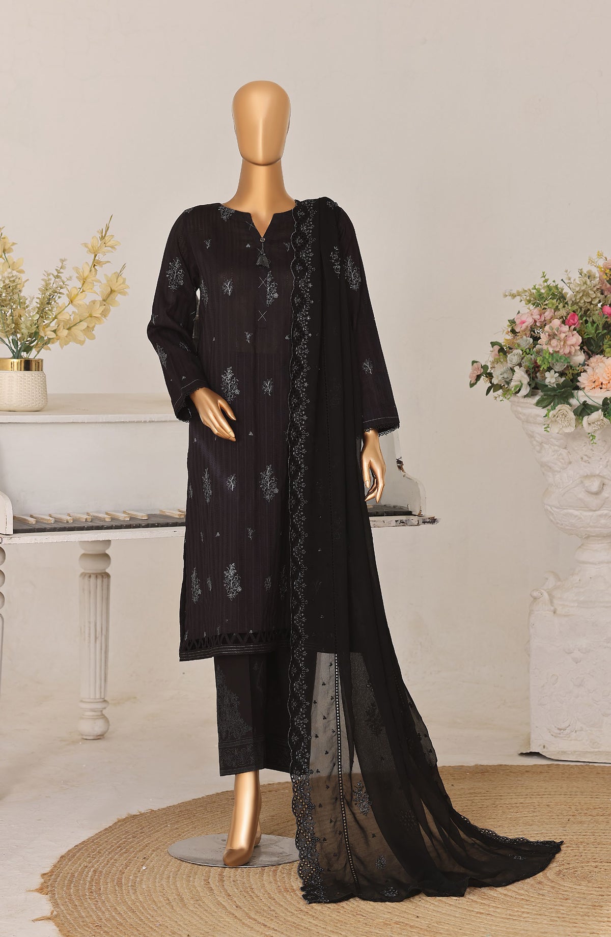 Mayaar by HZ Textile Embroidered Lawn Unstitched 3 Piece Suit - D-02 - HZ26MAYR - Black - Summer Collection