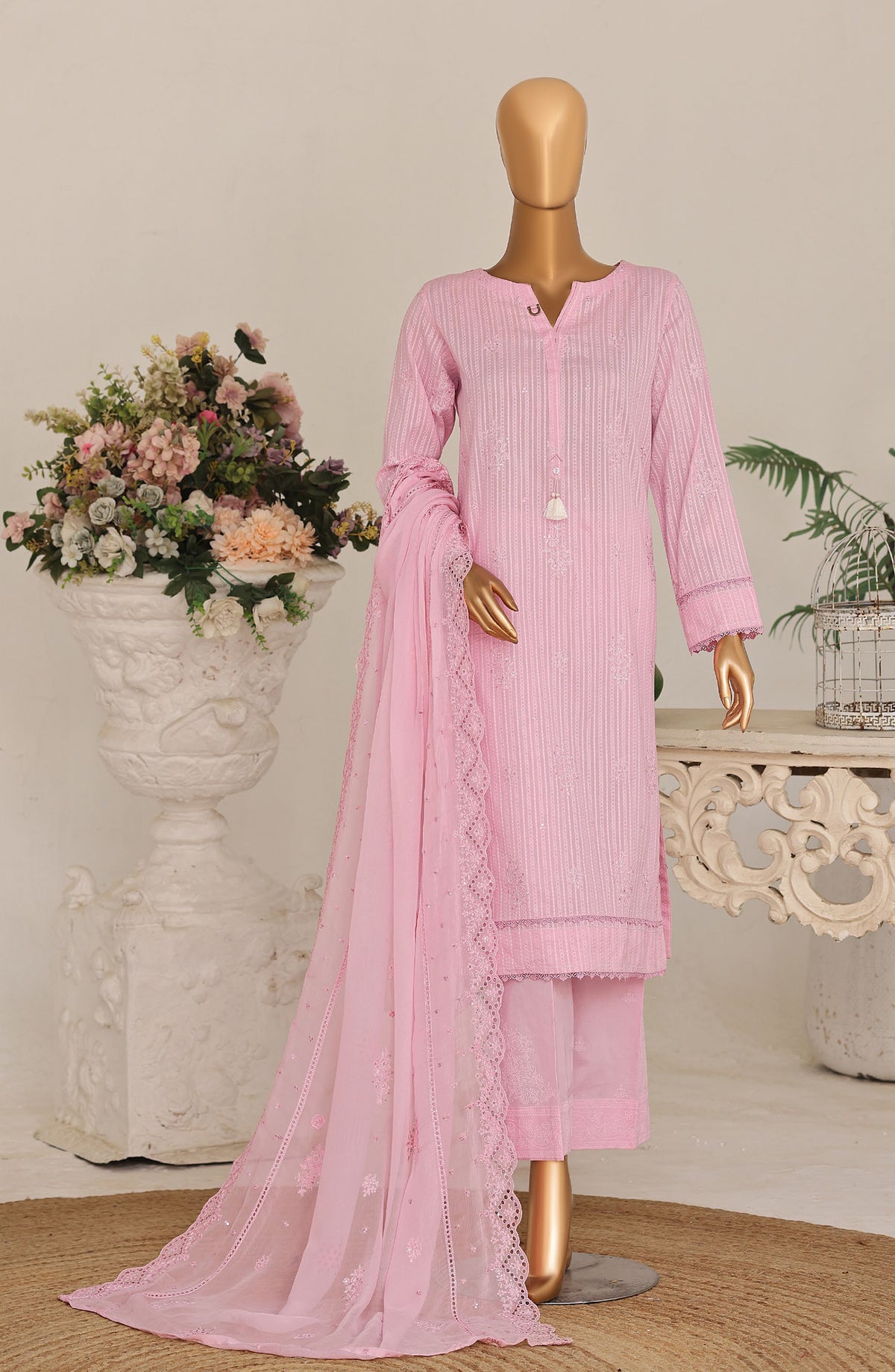 Mayaar by HZ Textile Embroidered Lawn Unstitched 3 Piece Suit - D-01 - HZ26MAYR - Pink - Summer Collection