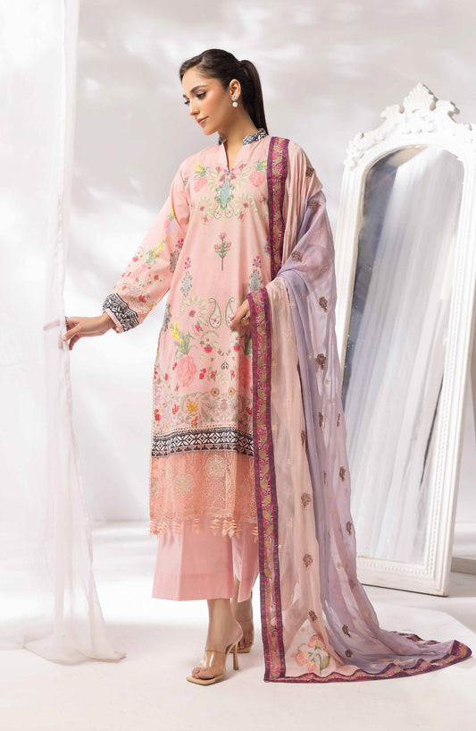 Mayanaz by Al Karim Printed & Embroidered Lawn Unstitched 3 Piece Suit - MN-07 - AK26MYN - Pink - Summer Collection