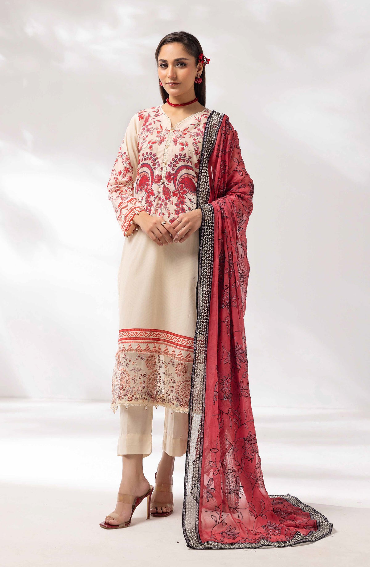 Mayanaz by Al Karim Printed & Embroidered Lawn Unstitched 3 Piece Suit - MN-03 - AK26MYN - Fawn - Summer Collection