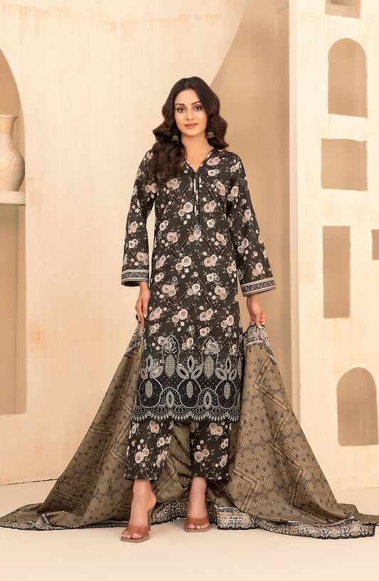 Mayesha by Tawakkal Fabrics Embroidered Khaddar Unstitched 3 Piece Suit - D-5100 - TF25MESH - Black - Winter Collection