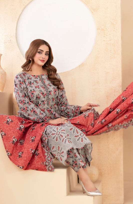 Mayesha by Tawakkal Fabrics Embroidered Khaddar Unstitched 3 Piece Suit - D-5099 - TF25MESH - Grey - Winter Collection