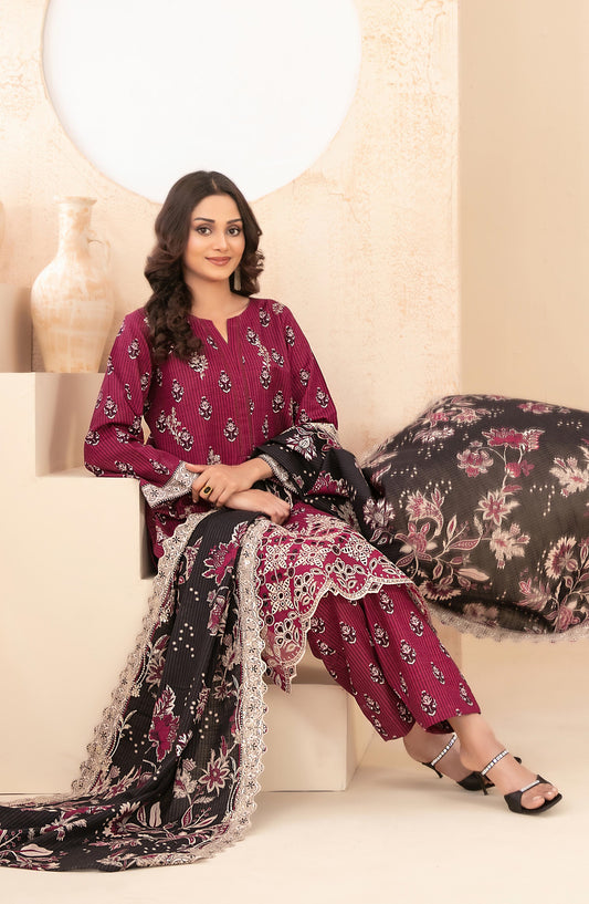 Mayesha by Tawakkal Fabrics Embroidered Khaddar Unstitched 3 Piece Suit - D-5098 - TF25MESH - Pink - Winter Collection