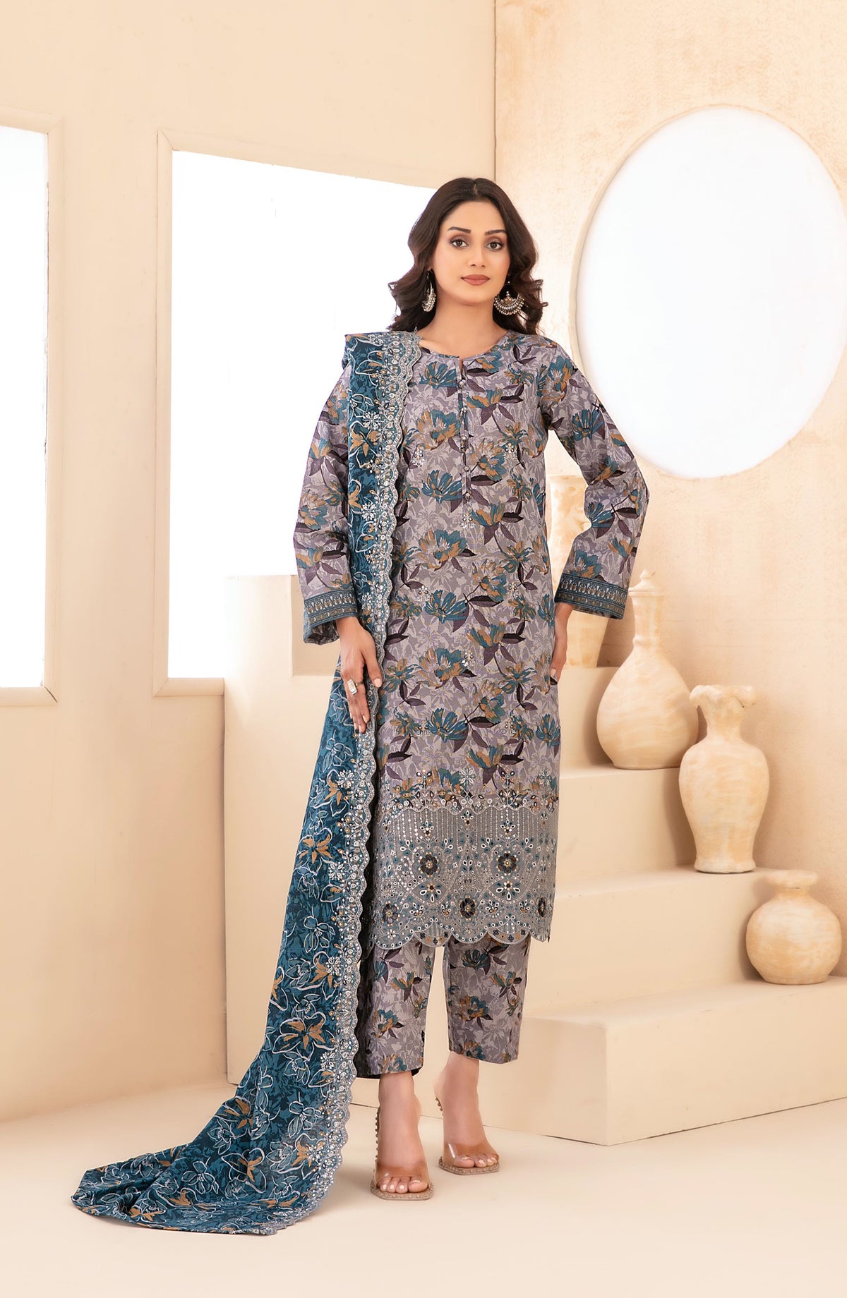 Mayesha by Tawakkal Fabrics Embroidered Khaddar Unstitched 3 Piece Suit - D-5095 - TF25MESH - Purple - Winter Collection