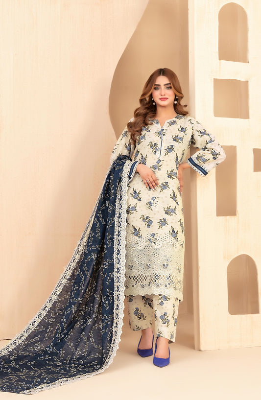 Mayesha by Tawakkal Fabrics Embroidered Khaddar Unstitched 3 Piece Suit - D-5094 - TF25MESH - Fawn - Winter Collection