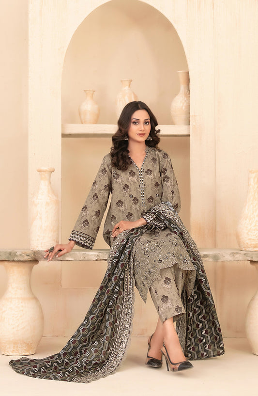 Mayesha by Tawakkal Fabrics Embroidered Khaddar Unstitched 3 Piece Suit - D-5092 - TF25MESH - Brown - Winter Collection