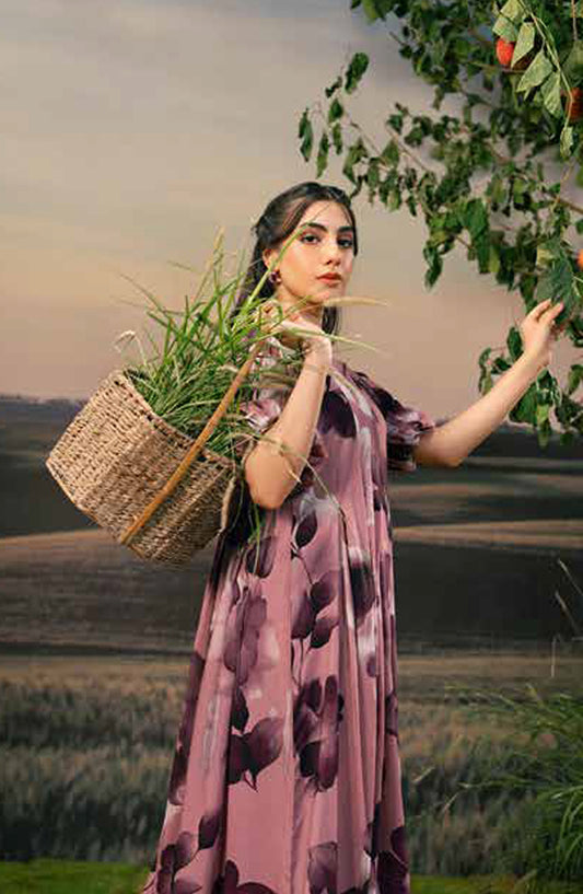 Mbasic Fall Comes Home Embroidered Arabic Lawn Unstitched 3 Piece Suit - 01-A - MB25FALL - Purple - Pre-Fall Collection