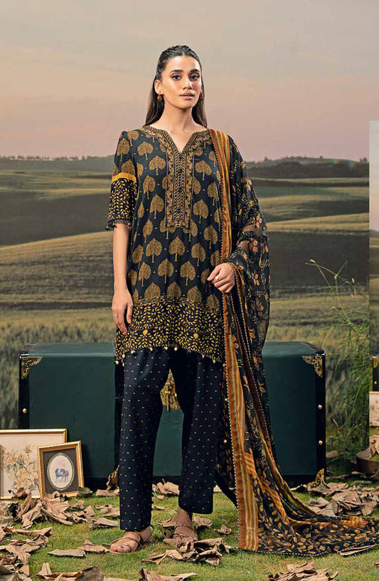 Mbasic Fall Comes Home Embroidered Arabic Lawn Unstitched 3 Piece Suit - 03-B - MB25FALL - Black - Pre-Fall Collection