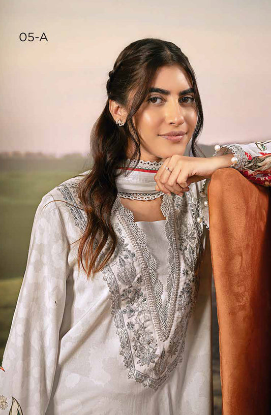 Mbasic Fall Comes Home Embroidered Arabic Lawn Unstitched 3 Piece Suit - 05-A - MB25FALL - Grey - Pre-Fall Collection