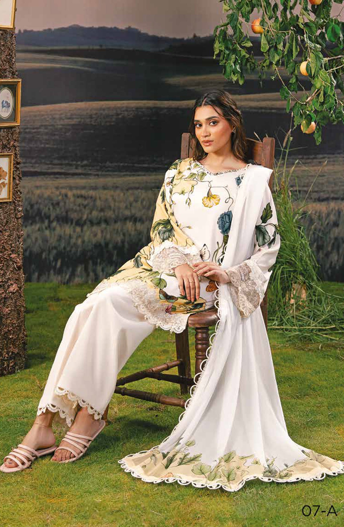 Mbasic Fall Comes Home Embroidered Arabic Lawn Unstitched 3 Piece Suit - 07-A - MB25FALL - White - Pre-Fall Collection