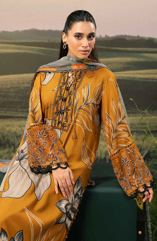 Mbasic Fall Comes Home Embroidered Arabic Lawn Unstitched 3 Piece Suit - 08-A - MB25FALL - Orange - Pre-Fall Collection