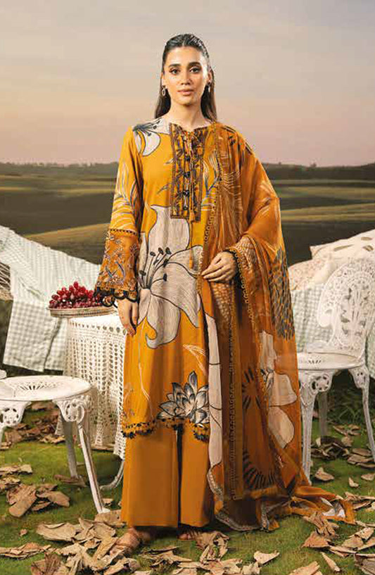 Mbasic Fall Comes Home Embroidered Arabic Lawn Unstitched 3 Piece Suit - 08-A - MB25FALL - Orange - Pre-Fall Collection