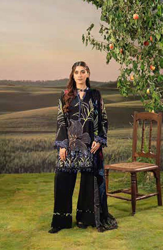 Mbasic Fall Comes Home Embroidered Arabic Lawn Unstitched 3 Piece Suit - 08-B - MB25FALL - Black - Pre-Fall Collection
