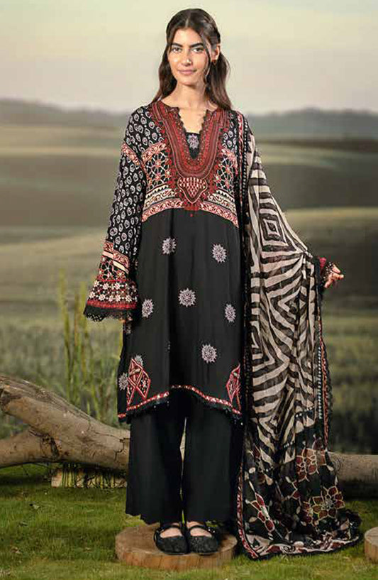 Mbasic Fall Comes Home Embroidered Arabic Lawn Unstitched 3 Piece Suit - 09-A - MB25FALL - Black - Pre-Fall Collection