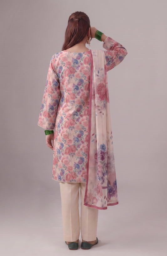 Me & She ki Dosti by Amna Khadija Printed Lawn Stitched 3 Piece Suit - AKMS-06 - AM26DST - Pink - Summer Collection