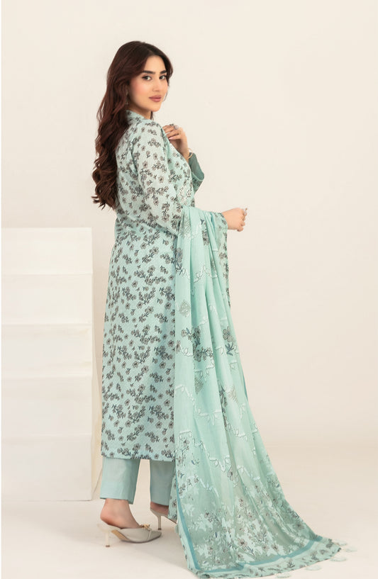 Meem by Tawakkal Fabrics Embroidered Lawn Unstitched 3 Piece Suit - D-3865 - TF26MEM - Ferozi - Summer Collection