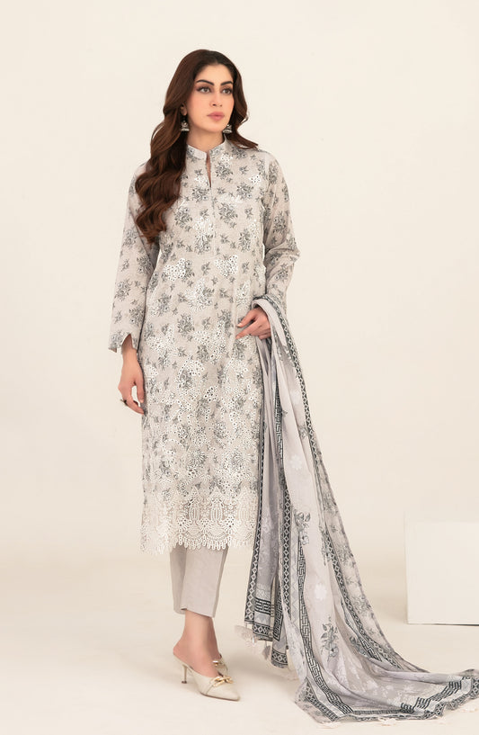 Meem by Tawakkal Fabrics Embroidered Lawn Unstitched 3 Piece Suit - D-3864 - TF26MEM - Grey - Summer Collection