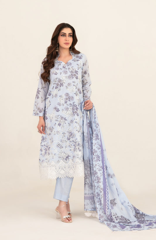 Meem by Tawakkal Fabrics Embroidered Lawn Unstitched 3 Piece Suit - D-3863 - TF26MEM - Blue - Summer Collection