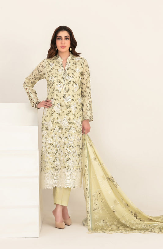 Meem by Tawakkal Fabrics Embroidered Lawn Unstitched 3 Piece Suit - D-3861 - TF26MEM - Green - Summer Collection