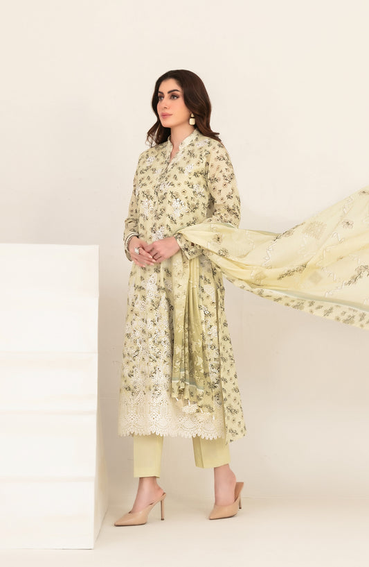 Meem by Tawakkal Fabrics Embroidered Lawn Unstitched 3 Piece Suit - D-3861 - TF26MEM - Green - Summer Collection