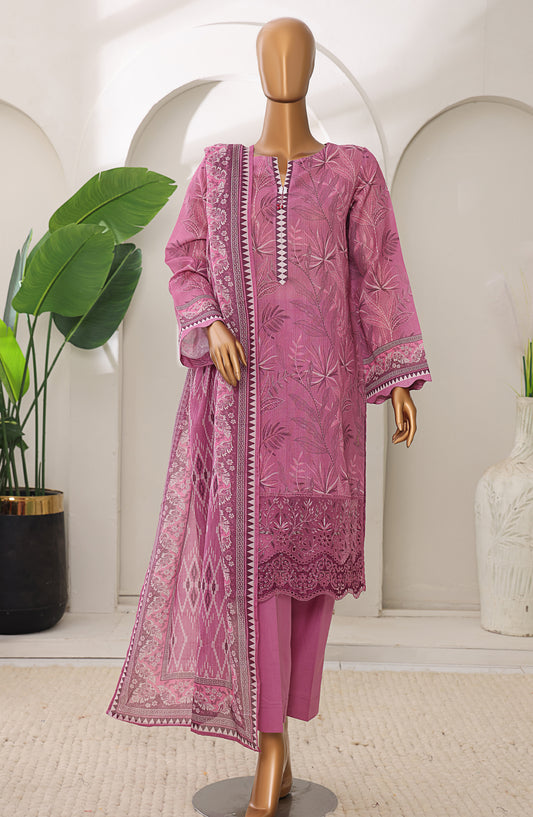 Meenakari by HZ Textiles Embroidered Shamray Cotton Unstitched 3 Piece Suit - MSC-904 - HZ26MEEN - Pink - Mid Summer Collection