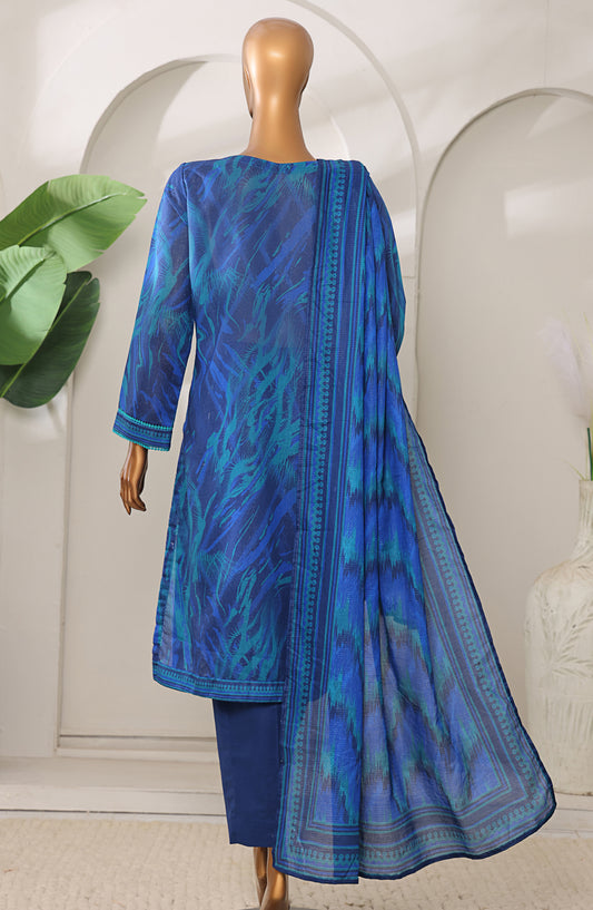 Meenakari by HZ Textiles Embroidered Shamray Cotton Unstitched 3 Piece Suit - MSC-910 - HZ26MEEN - Blue - Mid Summer Collection