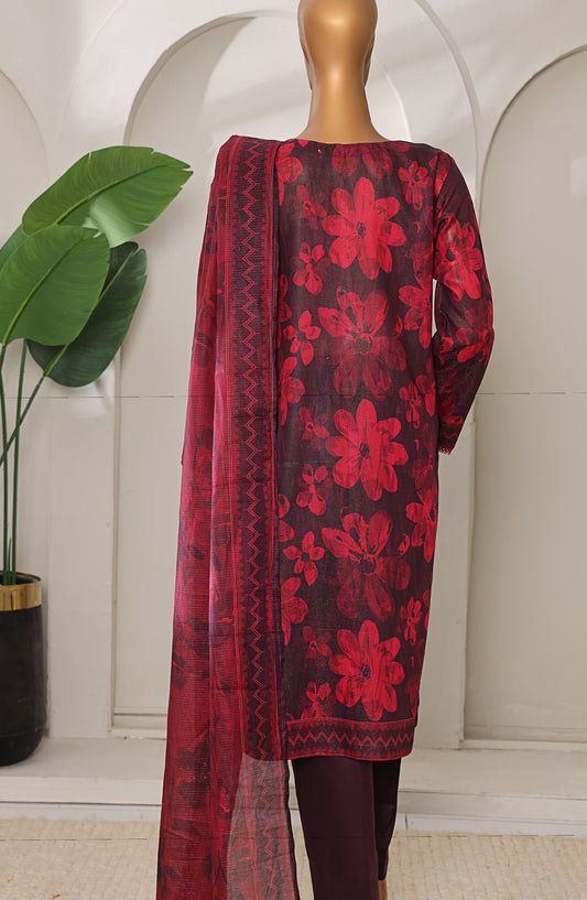 Meenakari by HZ Textiles Embroidered Shamray Cotton Unstitched 3 Piece Suit - MSC-905 - HZ26MEEN - Red - Mid Summer Collection