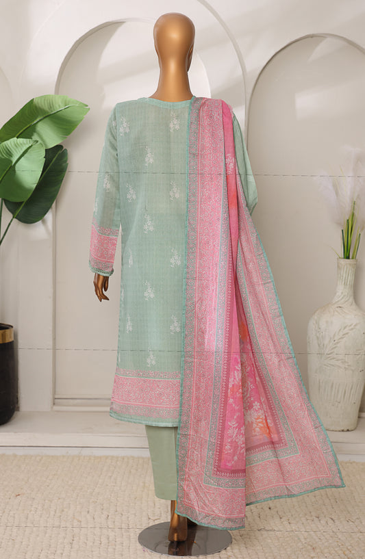 Meenakari by HZ Textiles Embroidered Shamray Cotton Unstitched 3 Piece Suit - MSC-909 - HZ26MEEN - Green - Mid Summer Collection