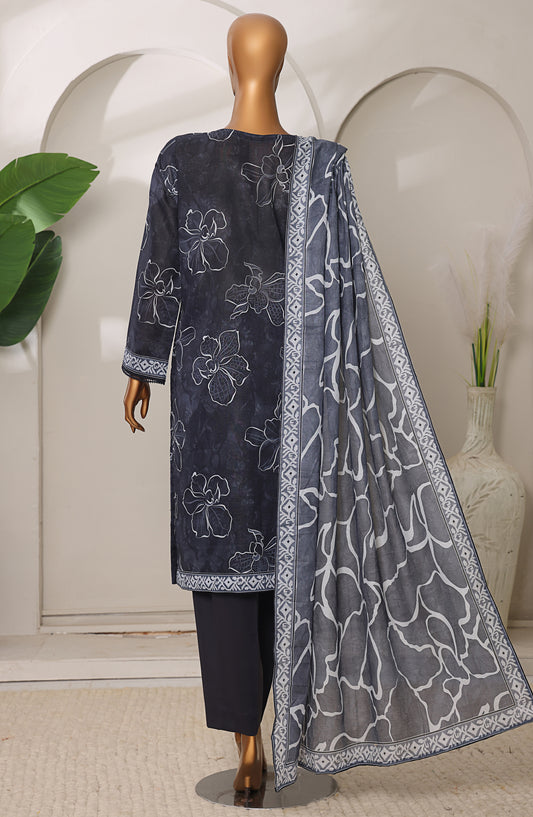 Meenakari by HZ Textiles Embroidered Shamray Cotton Unstitched 3 Piece Suit - MSC-901 - HZ26MEEN - Black - Mid Summer Collection