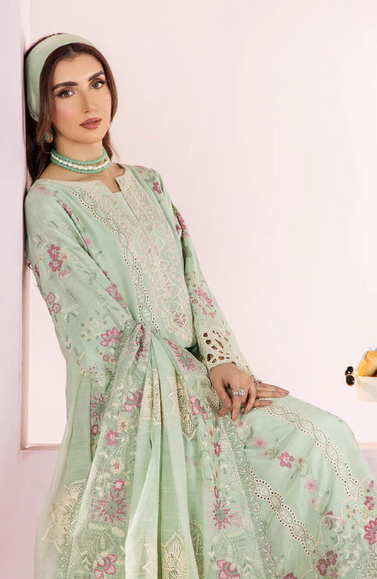 Meeral by Saad Shaikh Embroidered Unstitched 3 Piece Suit - Nora - SSH26TR - Mint Green - Eid Collection