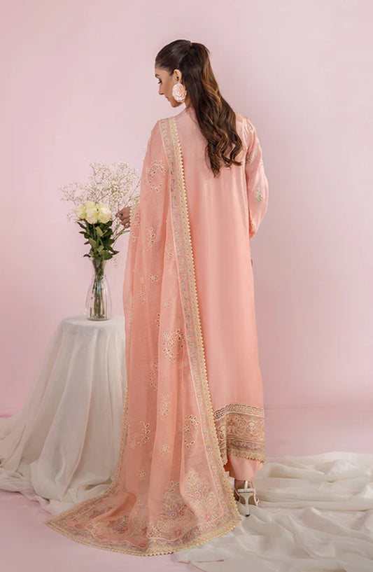 Meeral by Saad Shaikh Embroidered Unstitched 3 Piece Suit - Lily - SSH26TR - Peach - Eid Collection